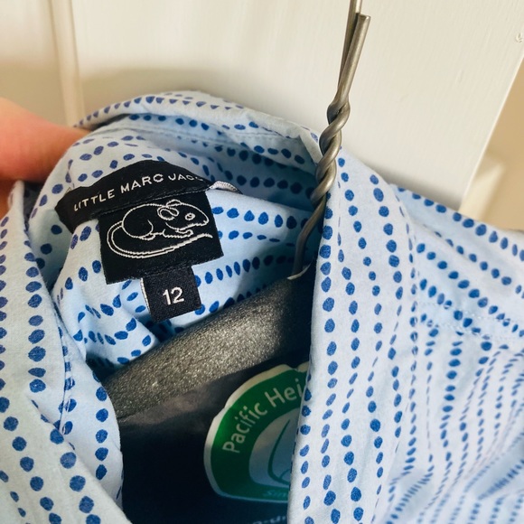 little Marc jacobs blue button down long sleeve w blue dot detail sz 12 - Picture 4 of 7